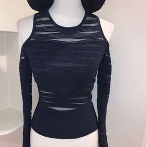 PARKER LIMITED EDITION cold shoulder mesh-stripe